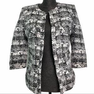 Black and White Boucle Blazer with half-sleeve size 4
